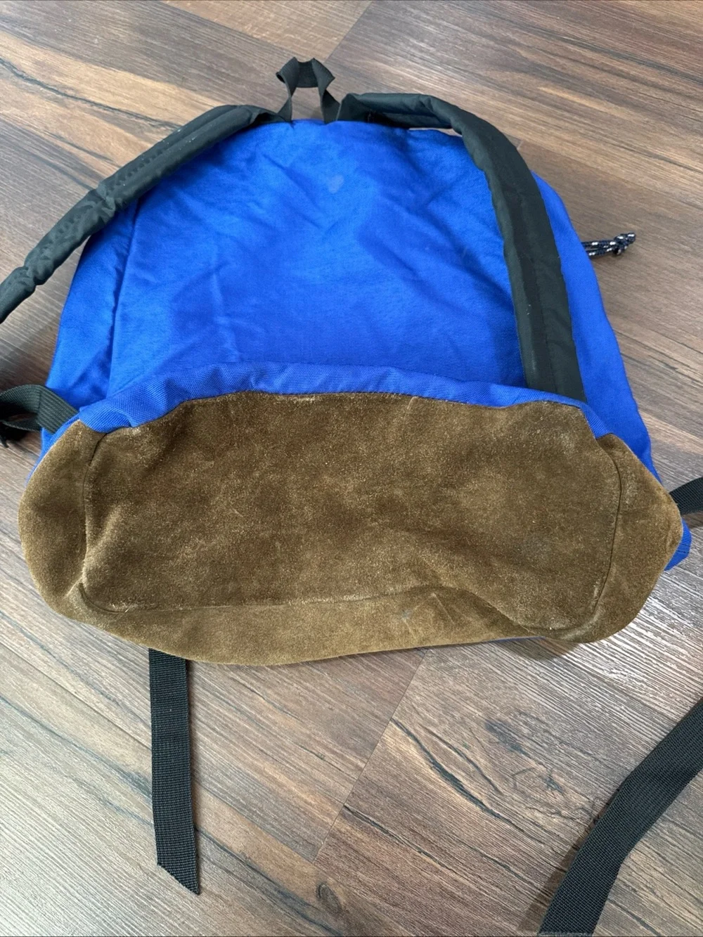 Vintage Jansport Backpack Suede Leather Bottom Retro 90’s Book Bag Blue